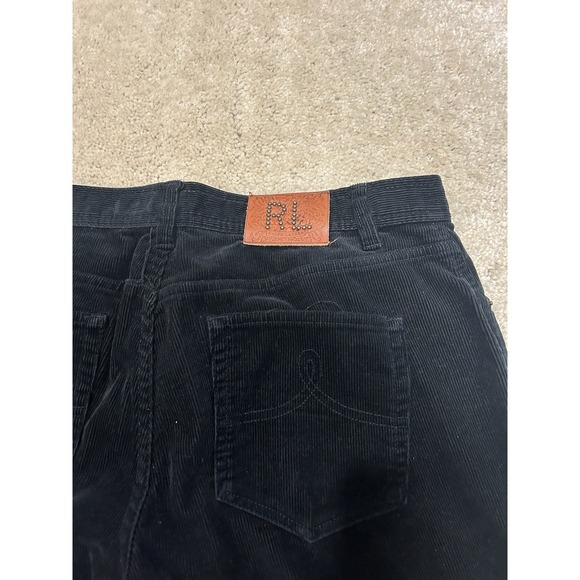 Ralph Lauren Sport Corduroy Pants Womens 10 Black Straight Leg Preppy Logo - Picture 4 of 9